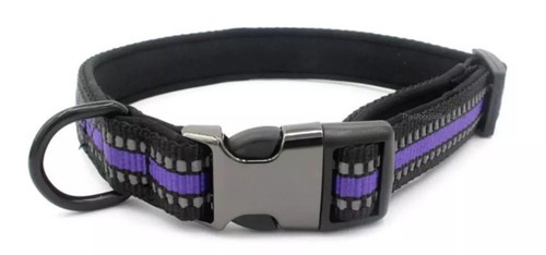 Hundehalsband Neopren Nylon reflektierend verstellbar rot lila Limette S M L - Bild 6 von 7