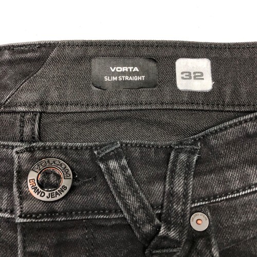 Volcom Jeans Mens 32 Black Slim Straight Dark Wash Denim Everyday Casual Skater - Picture 4 of 10