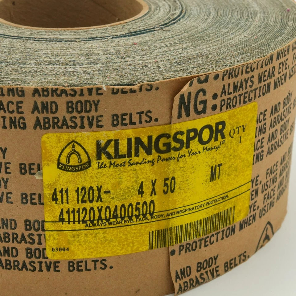 Klingspor 4" x 50' Sandpaper Roll, 120 grit, Cloth Backed - Image 2 of 2