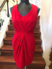 Forever 21 Women's Dress Red Short Sleeveless Pockets Cocktails Work V-neck Sm