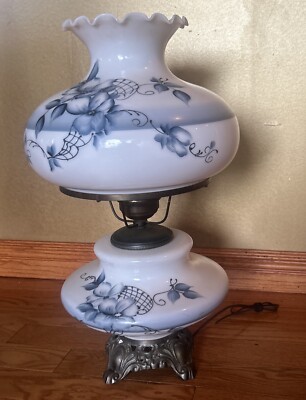 Vintage Blue Flower Hand Painted Gone With The Wind Hurricane Two