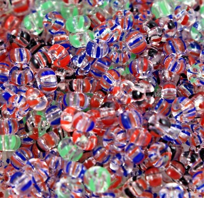 Czech Glass Seed Beads Size 6/0 MIXTURE TRANSPARENT STRIPED