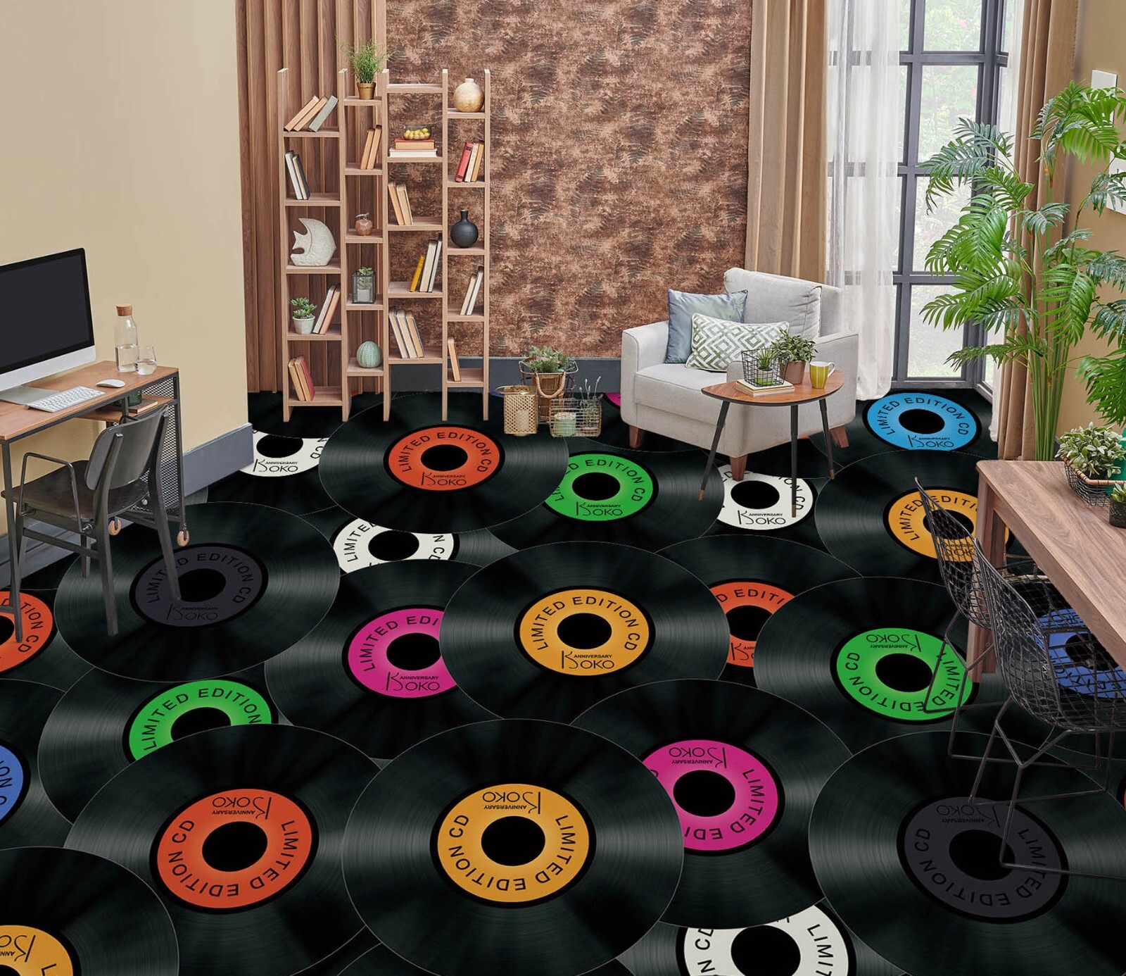 3D Vinyl Records O3348 Wallpaper Mural 5D Decal Romy 2024 Wall Art-image
