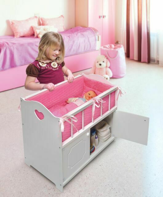 Wooden Toy Badger Basket Storage Doll Crib Badger Basket Baby Doll