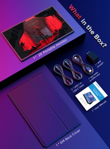 UPERFECT 16" 2K 144Hz Portable Monitor 2*USB C Extend Display For Game Switch PS - Picture 10 of 10