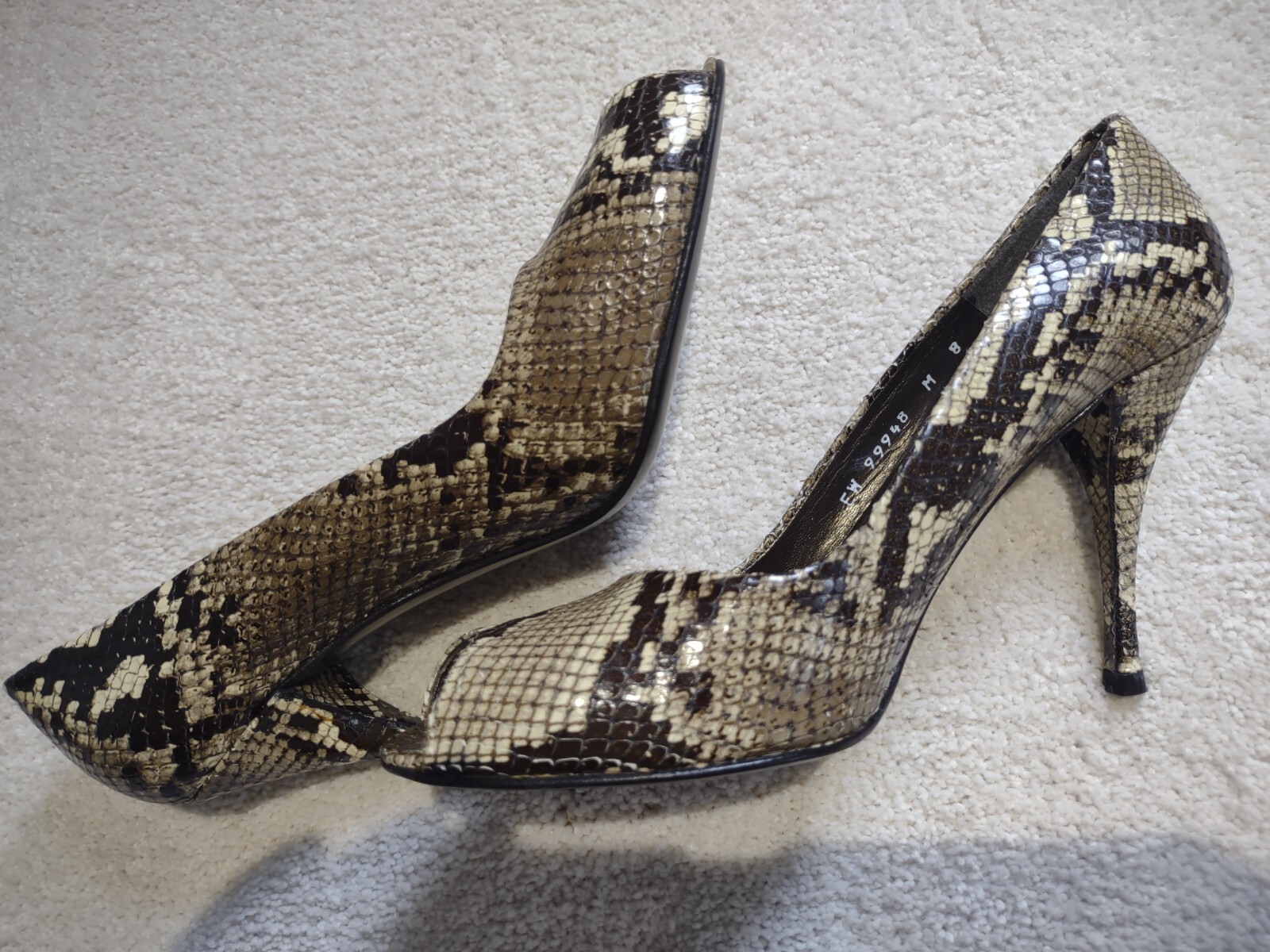 STUART WEITZMAN Python Pumps Peep Toe ITALY Snake… - image 9