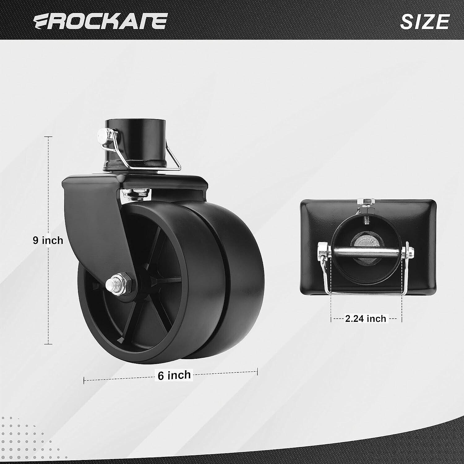 Dual 6'' Black Trailer Jack Swivel Caster Wheel Replacement, Heavy Duty