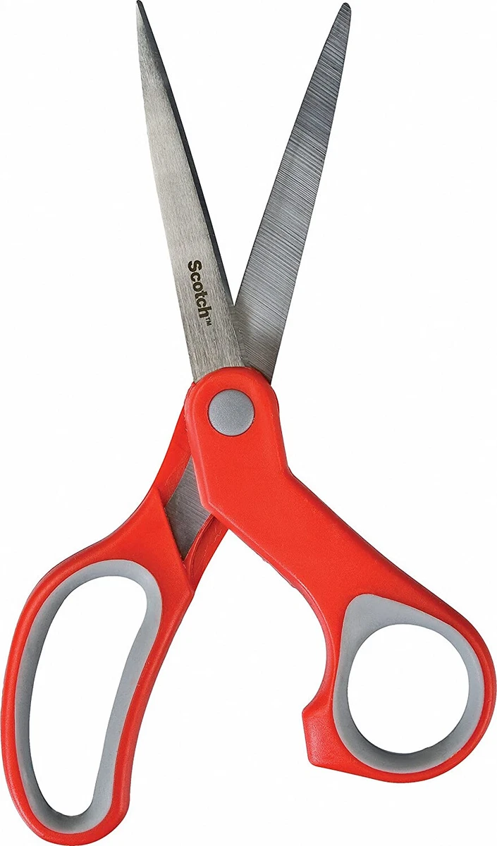 Scotch Household Scissor 8 Inches Red Handle Light Duty Cutting Stainless Steel