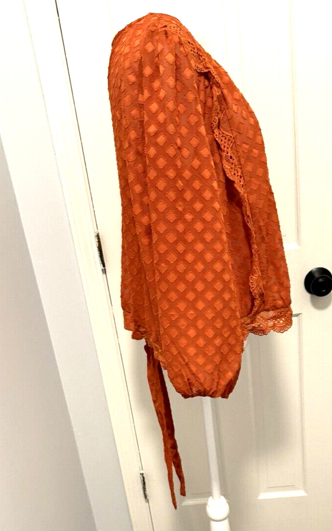 Haute Fox Sheer Rust Diamond Shape Pattern Long S… - image 7