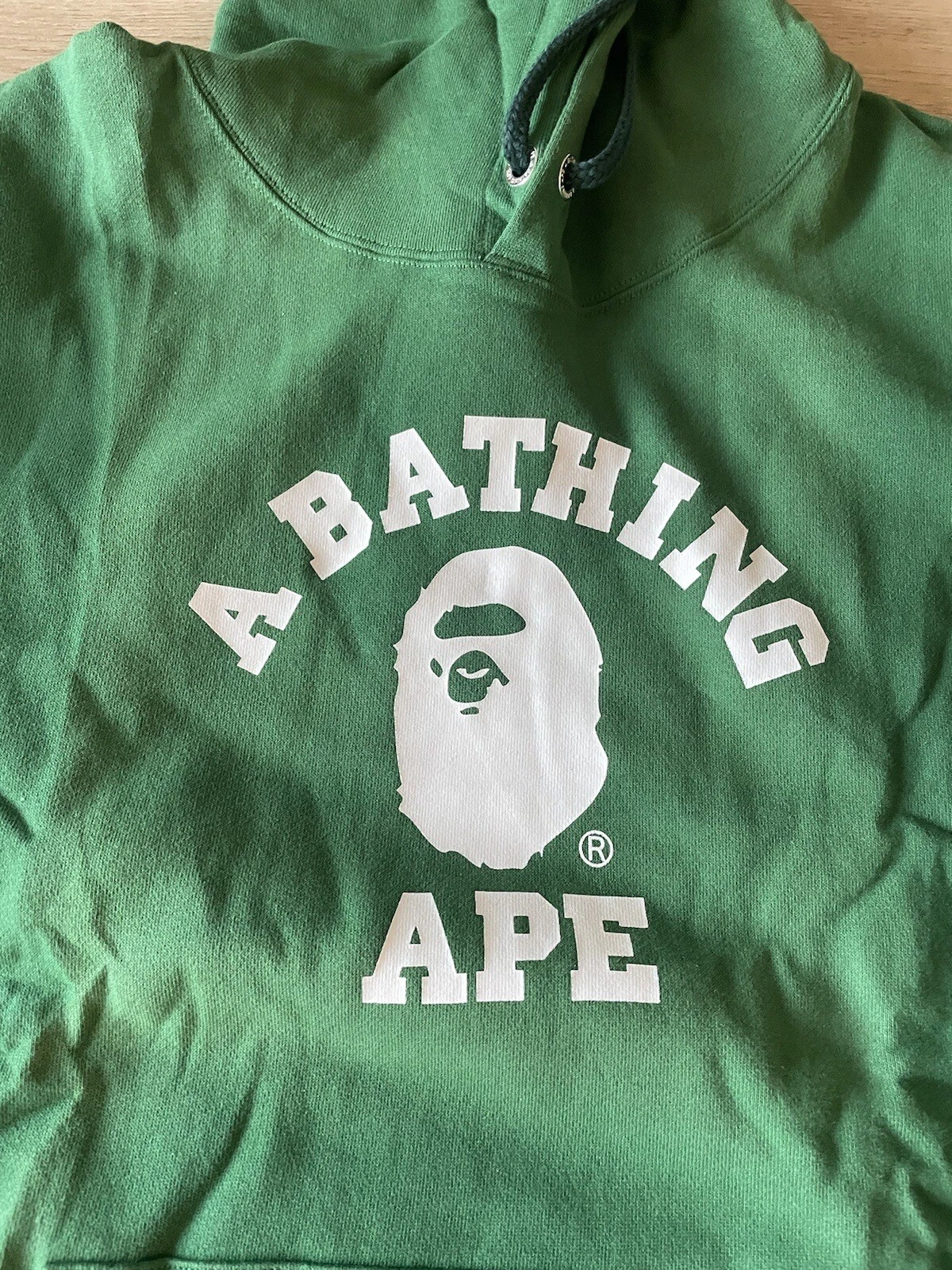 A BATHING APE (BAPE) Felpa con cappuccio A Bathing Ape College verde olivedrab taglia XXL 100% autentica