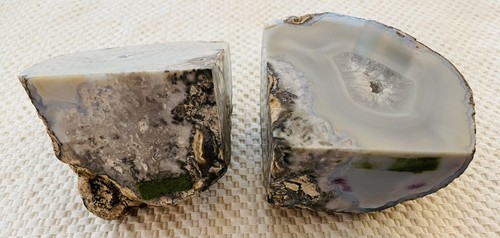2 Coconut Amethyst Chalcedone Crystal Geode Halves 1472g - Picture 2 of 3