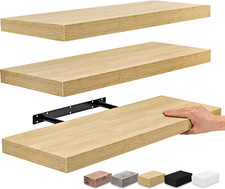 24" Maple Floating Shelves - Set of 3 for Home Decor & Storage with Brackets