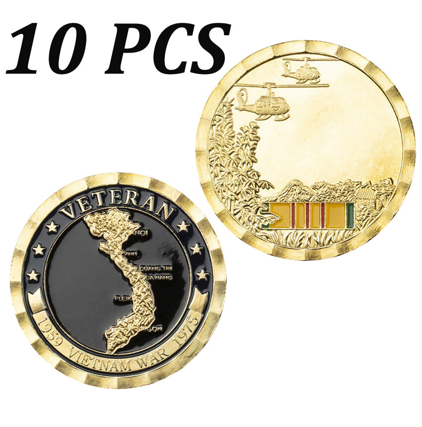 10PCS Commemorative Challenge Coin 1959-1975 Vietnam War Veteran Collectible