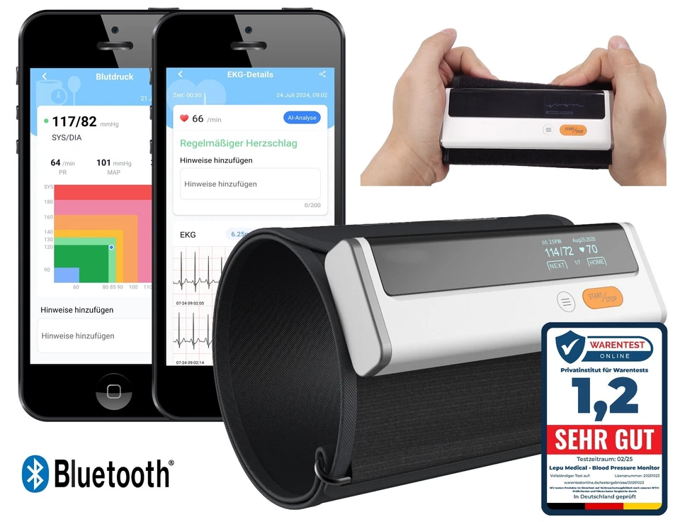 TIGA MED TIGA-MED Armfit Intelligentes Blutdruckmessgerät mit App | auf Wunsch mit EKG