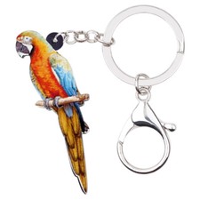 Acrylic Macaws Parrot Bird Keychains Purse Key Ring Animals Jewelry Charms Gifts