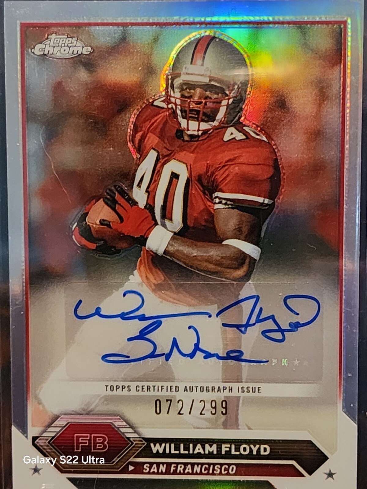 202 Topps Chrome Refractor William Floyd Auto 72/299 49ers TCA-WF