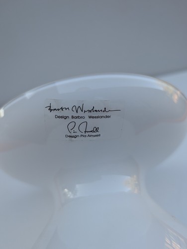 Schwedische Kunst Glas Vase mundgeblasen Barbro Wesslander Pia Amsell weiß IKEA - Bild 5 von 5