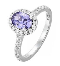 925 Sterling Silver Tanzanite CZ Oval Cluster Ring size J K L M N O P Q R S