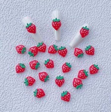 10MM x 11MM Cute Red Strawberry, Fruit Themed Nail Art Charms, Mini Cabochon