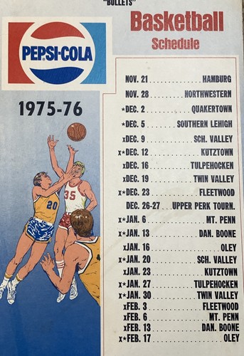 Brandywine Bullets High School 1975-76 Basketball Schedule 10”x20” Display Card - Picture 4 of 5