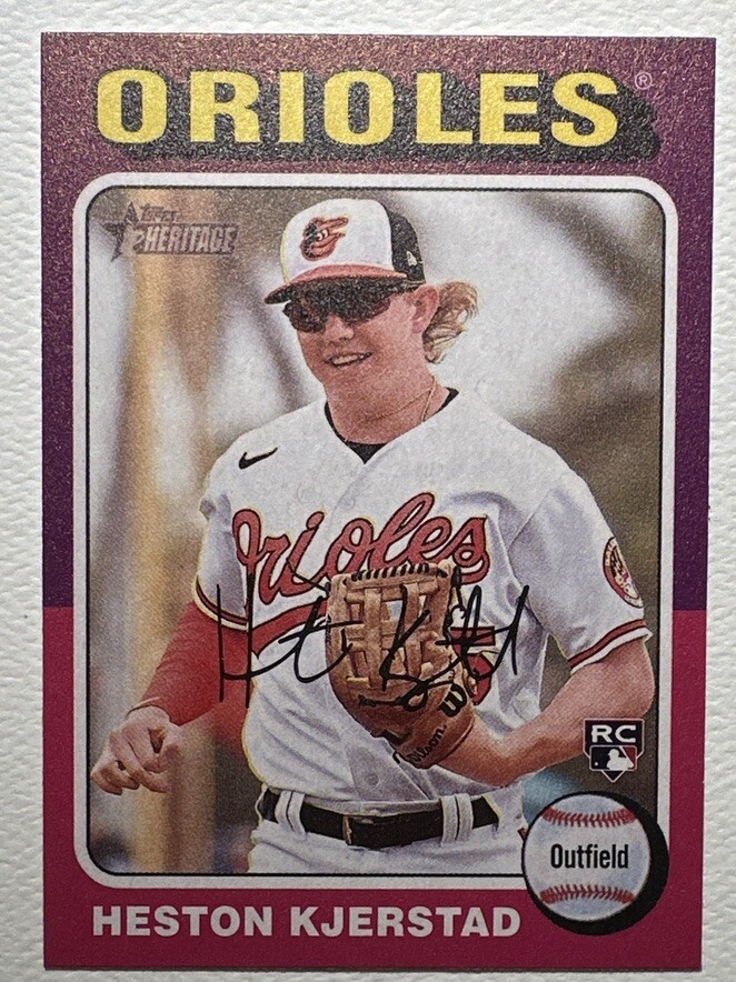 2024 Topps Heritage Heston Kjerstad Flip Stock SSP Baltimore Orioles #327 Rare