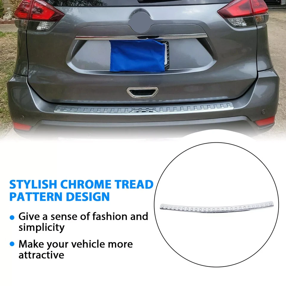New For 2014-2020 Nissan Rogue Chrome Rear Bumper Protector Cover Scratch Exact Foto 3 de 4