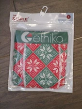 ETHIKA THE STAPLE GREEN/RED CROSSSTITCH POINSETTAS BOXER BRIEFS  SIZE SMALL