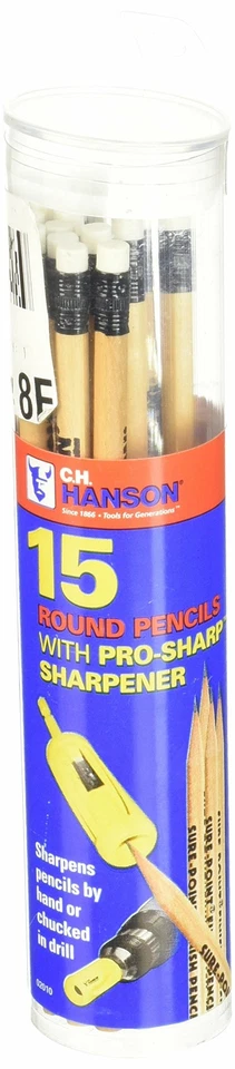 CH Hanson 15 Pack Finish Carpentry Round Pencil & Chuck-able Pro-Sharp Sharpener - Image 2 of 2