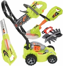 Kids Pretend Toy Lawn Tool Set Sounds & Action Leaf Blower Chainsaw Lawn Mower 
