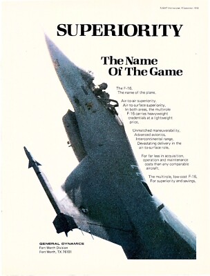 (AAB4) WERBUNG 11X8'' GENERAL DYNAMICS - FORT WORTH DIVISION - F16 KAMPFFLUGZEUG