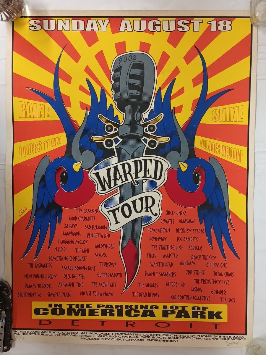 02 Warped Tour Signed/Numbered Poster Various Bands Bad Religion