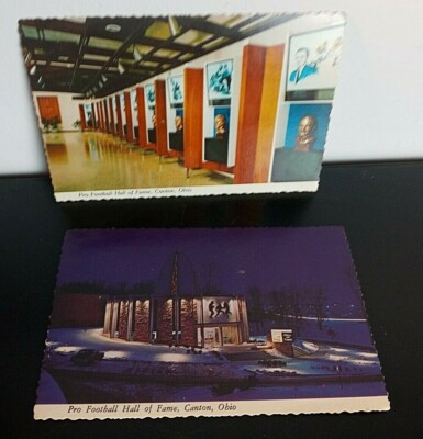 2 Vintage 1970's Pro Football Hall of Fame Postcard Unposted 
