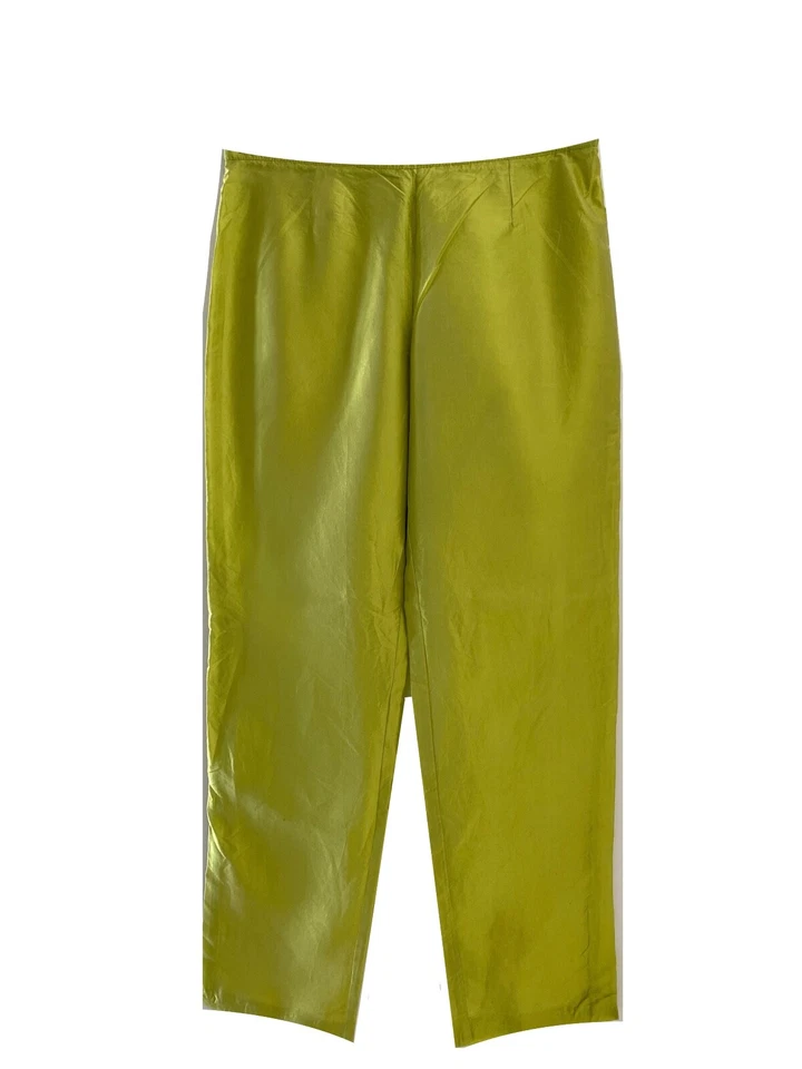 Calça de seda verde Emporio Armani tamanho 46 - Imagem 2 de 4