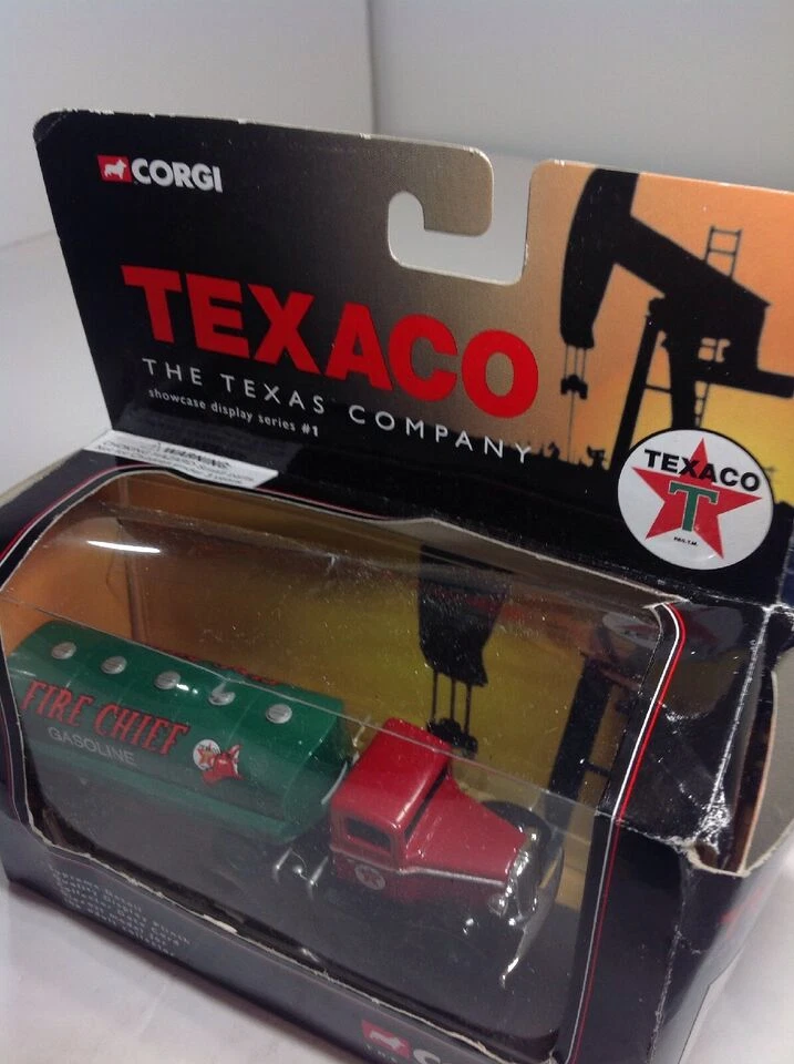 Corgi #1 Ford Artic Tanker Texaco Jefe de Bomberos Gasolina ~ Caja de exhibición THE TEXAS CO. Foto 3 de 4