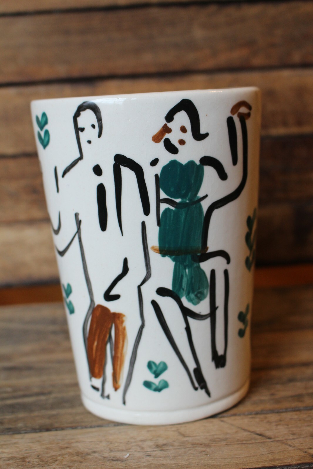 vintage Soriano Ceramics mug turned handle 1970's dancing couple man