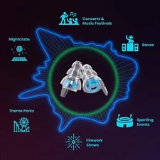 Eargasm High Fidelity Earplugs with Blue Filters - Reusable Noise Reduction