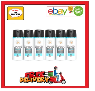 6 x 150ml Lynx Collision Leather + Cookies 48H Dry Antiperspirant Spray
