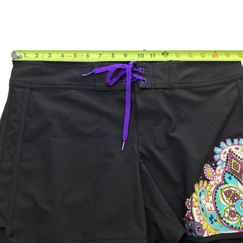 ATHLETA Women's Board Shorts Black with Purple Drawstring Size 12 Large Paisley - Picture 3 of 11