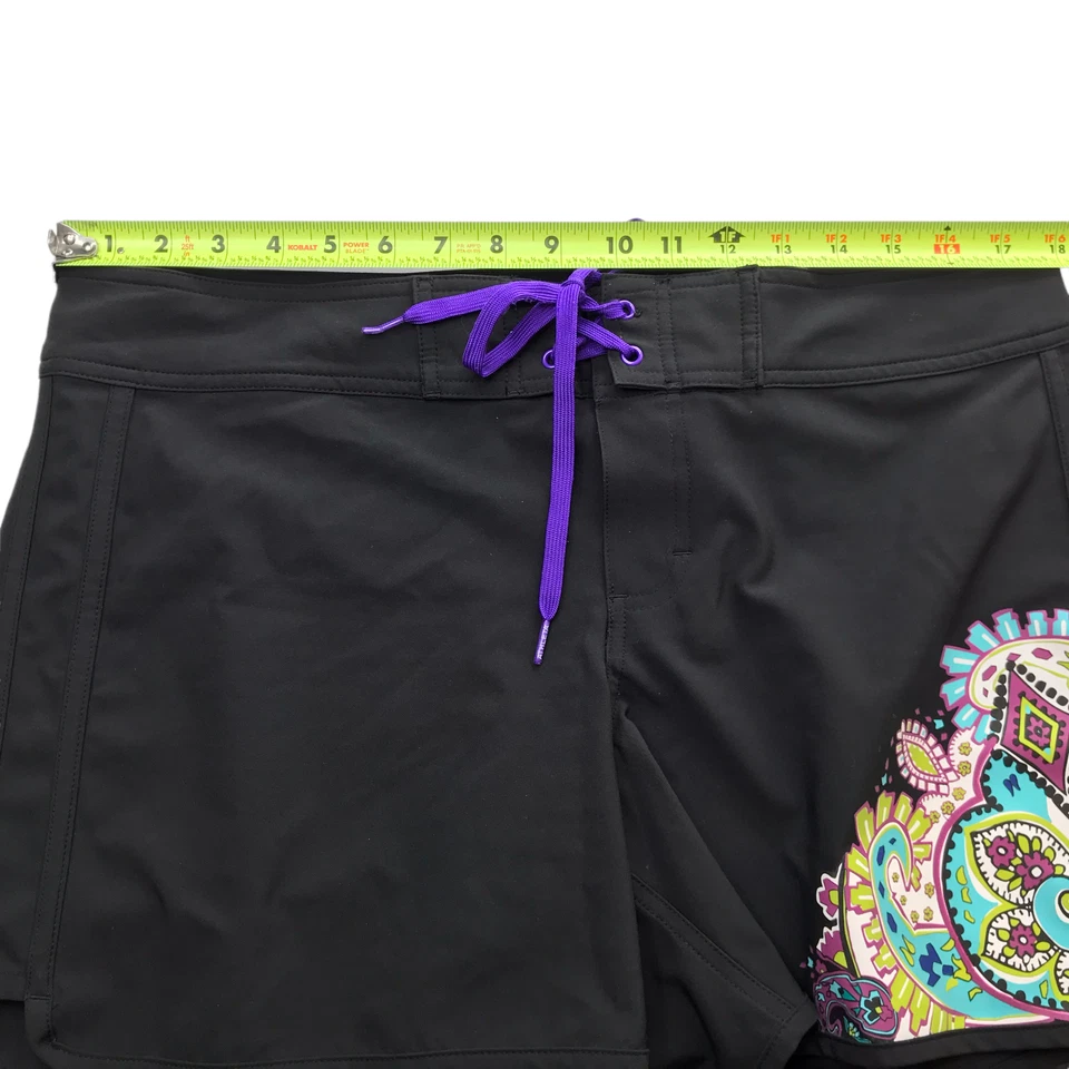 Pantalones Cortos de Mujer ATHLETA Negros con Cordón Púrpura Talla 12 Grande Paisley Foto 3 de 4