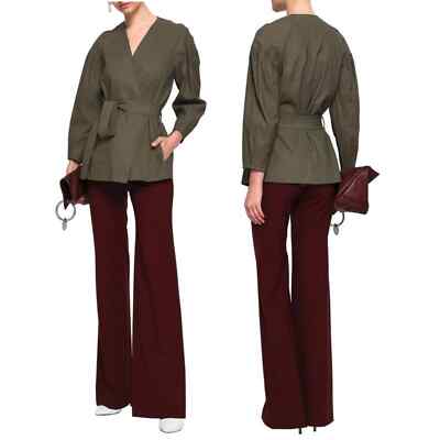 ALC Kendrick Jacket 4 Olive Green Linen Belted Kimono Puff Long Sleeve MSRP $595