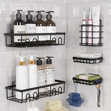 5-Pack Shelves Adhesive Shower Organizer No Drilling Rustproof Shower Organizer