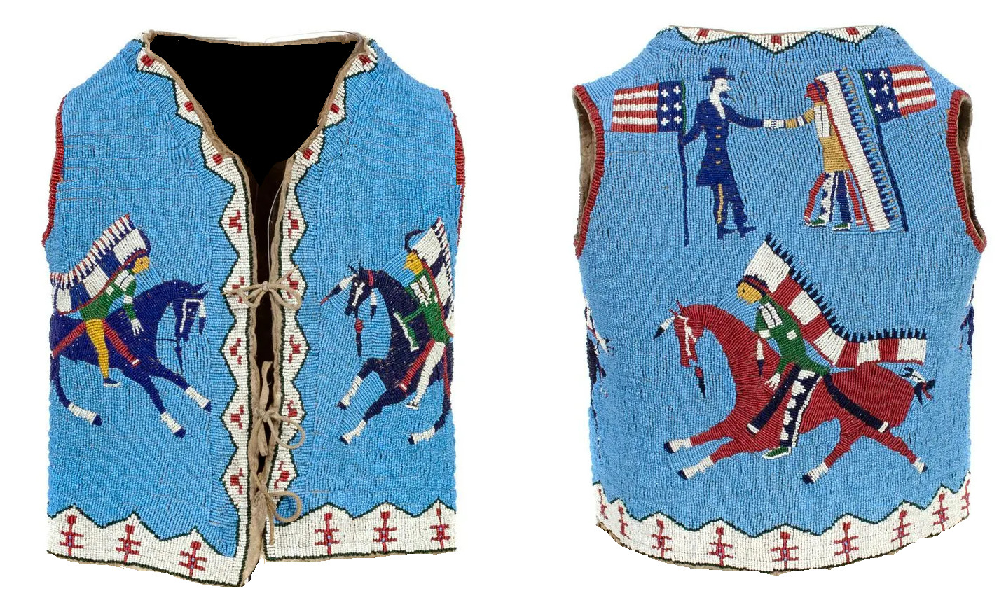 Chaleco antiguo estilo sioux americano totalmente con cuentas Powwow Regalia con cuentas PRV124