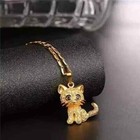 2 Ct Round Cut Real Moissanite Kitty Cat Charm Pendant 14k Yellow Gold Plated — photo 2