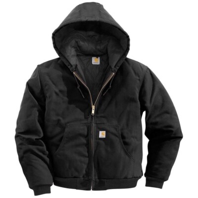 Carhartt Black Loose Fit Hooded Cotton Jacket OJ0140-M Mens Size