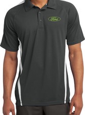 Green Ford Logo Micro Mesh Colorblock Polo Pocket Print