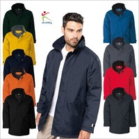 Kariban Mens Parka Jacket High Collar Showerproof Full Length Zip Outdoor Jacket