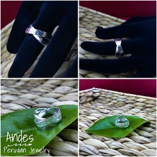 Handmade peruvian ring 950 silver double ring design Size 6.5