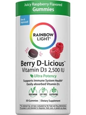 Berry D-Licious Vitamin D3 2500 IU | 50 Vegetarian Gummies | by Rainbow Light