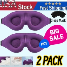 2Pack Travel 3D Eye Mask Sleep Soft Padded Shade Cover Rest Relax Blindfold