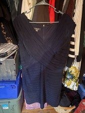 Dressbarn Woman’s SZ 22W Navy Blue Stretch Layered Cocktail Dress
